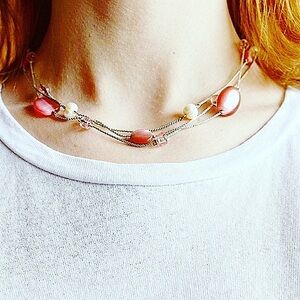 Pearl Layered Beaded Necklace size 8” Long